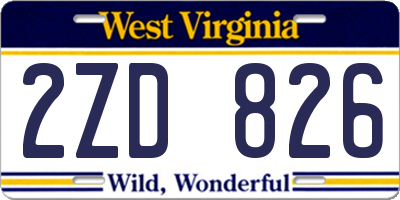 WV license plate 2ZD826