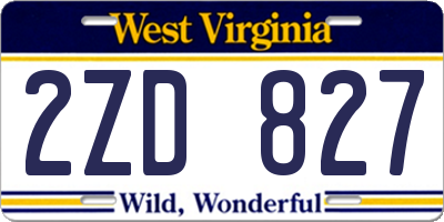 WV license plate 2ZD827