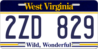 WV license plate 2ZD829
