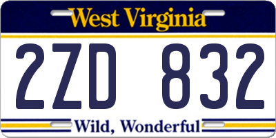 WV license plate 2ZD832