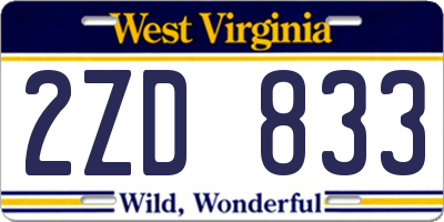 WV license plate 2ZD833