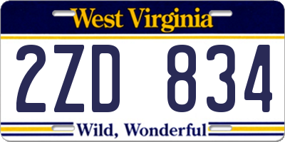 WV license plate 2ZD834