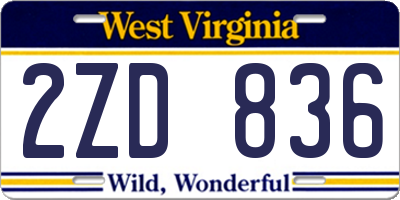 WV license plate 2ZD836