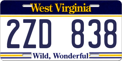 WV license plate 2ZD838