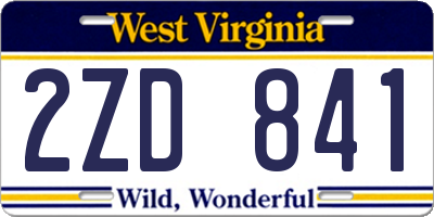 WV license plate 2ZD841