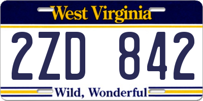 WV license plate 2ZD842