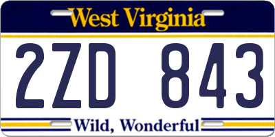 WV license plate 2ZD843