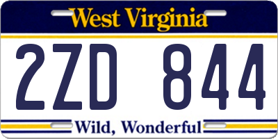 WV license plate 2ZD844