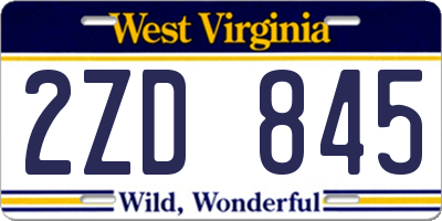WV license plate 2ZD845