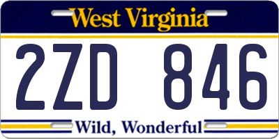 WV license plate 2ZD846