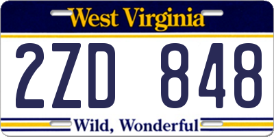 WV license plate 2ZD848