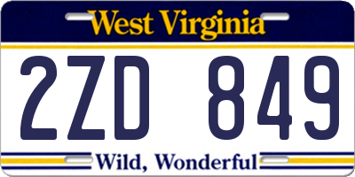 WV license plate 2ZD849