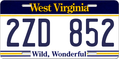 WV license plate 2ZD852