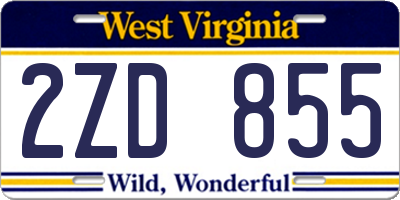 WV license plate 2ZD855