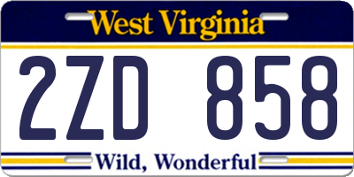 WV license plate 2ZD858