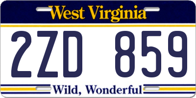 WV license plate 2ZD859