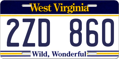 WV license plate 2ZD860