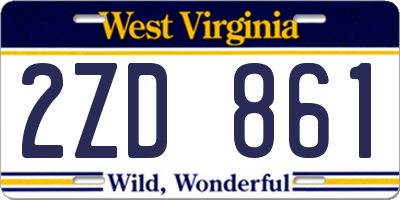 WV license plate 2ZD861