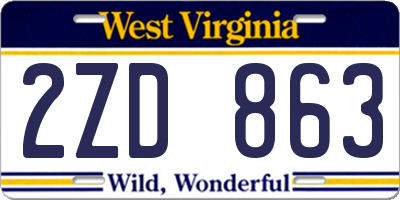 WV license plate 2ZD863