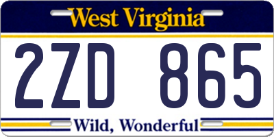 WV license plate 2ZD865