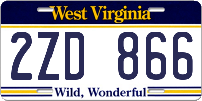 WV license plate 2ZD866