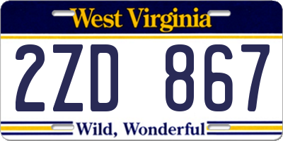 WV license plate 2ZD867