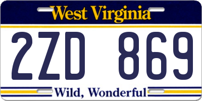 WV license plate 2ZD869