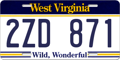 WV license plate 2ZD871