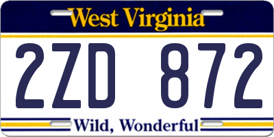 WV license plate 2ZD872