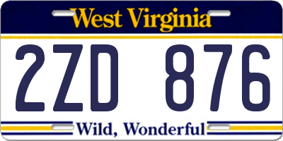 WV license plate 2ZD876