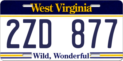 WV license plate 2ZD877