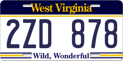 WV license plate 2ZD878