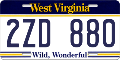 WV license plate 2ZD880
