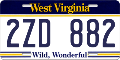 WV license plate 2ZD882
