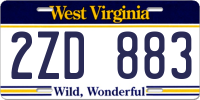 WV license plate 2ZD883