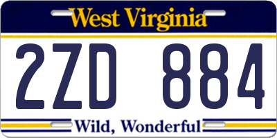 WV license plate 2ZD884
