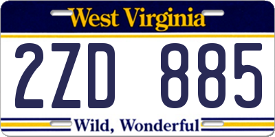 WV license plate 2ZD885