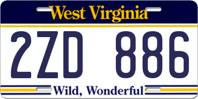 WV license plate 2ZD886