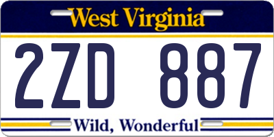 WV license plate 2ZD887
