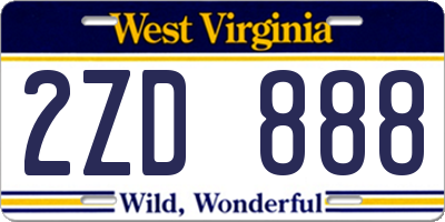 WV license plate 2ZD888