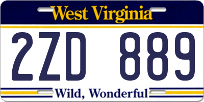 WV license plate 2ZD889