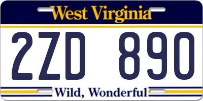 WV license plate 2ZD890