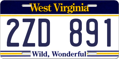 WV license plate 2ZD891