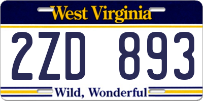 WV license plate 2ZD893