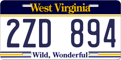 WV license plate 2ZD894