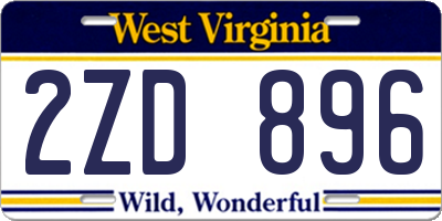 WV license plate 2ZD896