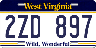 WV license plate 2ZD897