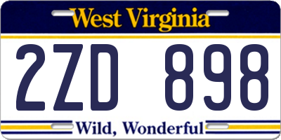 WV license plate 2ZD898