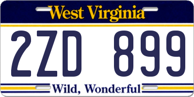 WV license plate 2ZD899