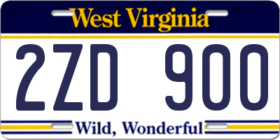 WV license plate 2ZD900